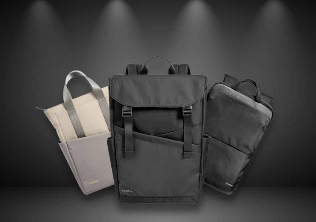 بنر تبلیغاتی تام تاک – کیف و کوله‌پشتی لپ‌تاپ با طراحی مدرن و مقاوم